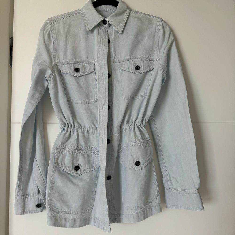Lauren Ralph Lauren Jacket Lightweight Chambray Linen Blend Utility Womens